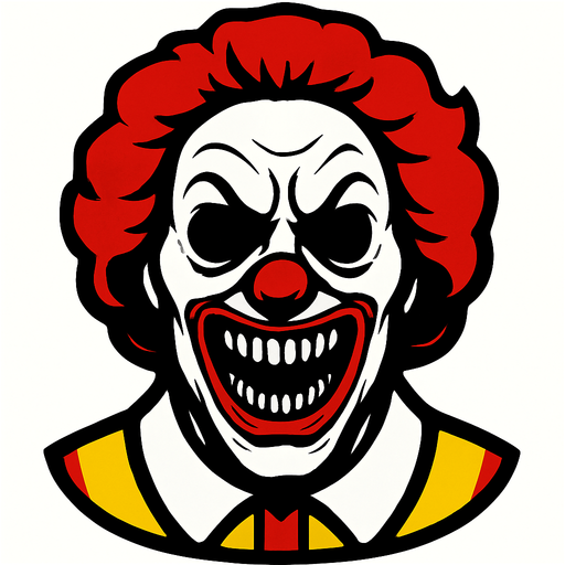 mcdonalds clown scary head.
In-Game asset.  2d.  High contrast.  No shadows