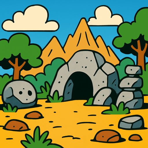 Taş devri arka plan.
In-Game asset.  2d.  High contrast.  No shadows