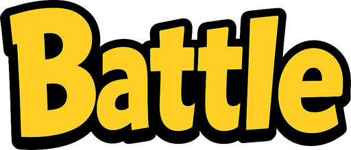 An SVG of the word 'Battle'. text in yellow with a black outline.
In-Game asset.  2d.  High contrast.  No shadows