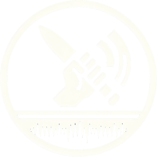 A dagger or fist icon striking, but with sound waves around it being cancelled or muffled (e.g., crossed out or dissolving)..
Single Game Texture.  In-Game asset.  2d.  Blank background.  High contrast.  No shadows