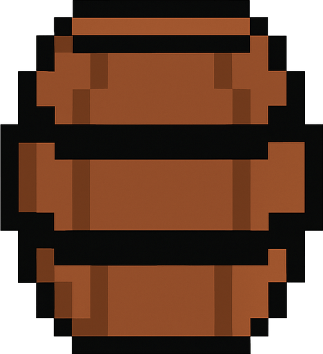 Un barrir marrón con 2 líneas  negras en el medio estilo pixel art.
2d.  High contrast.  No shadows