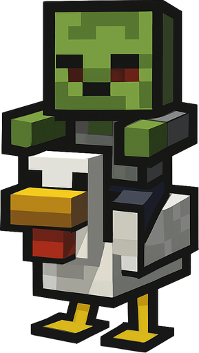 minecraft chicken jockey.
In-Game asset.  2d.  High contrast.  No shadows