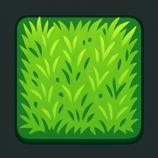 square grass tile on top viewing.
In-Game asset.  2d.  High contrast.  No shadows