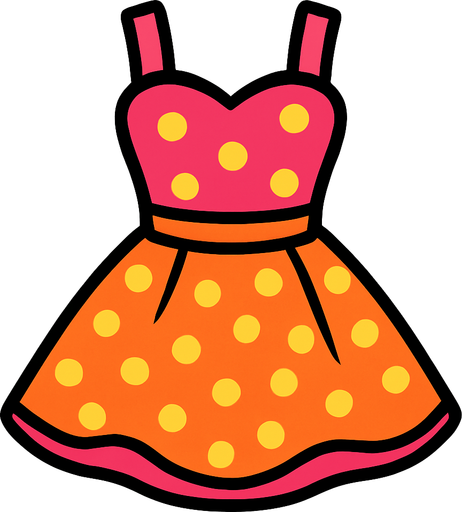 cute designer dress top view..
In-Game asset.  2d.  High contrast.  No shadows