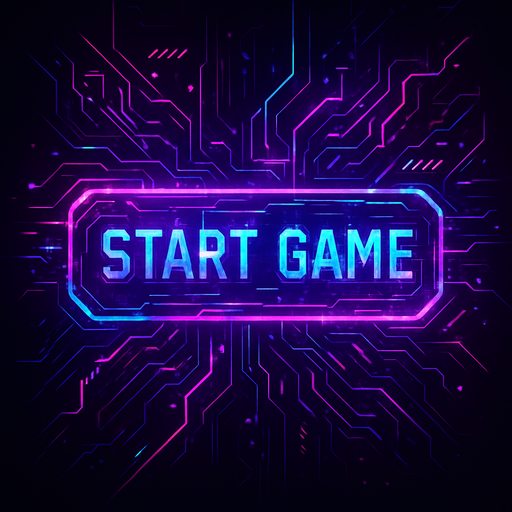 Mix this 'start game' button with cyberpunk + abstract style. Futuer.