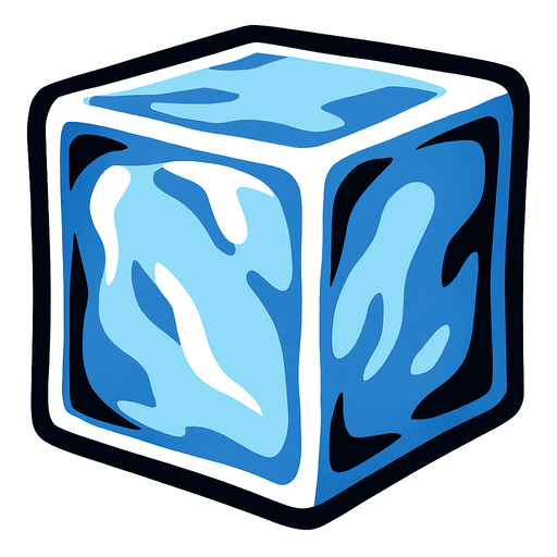 Ice cube seen from the front.
In-Game asset.  2d.  High contrast.  No shadows