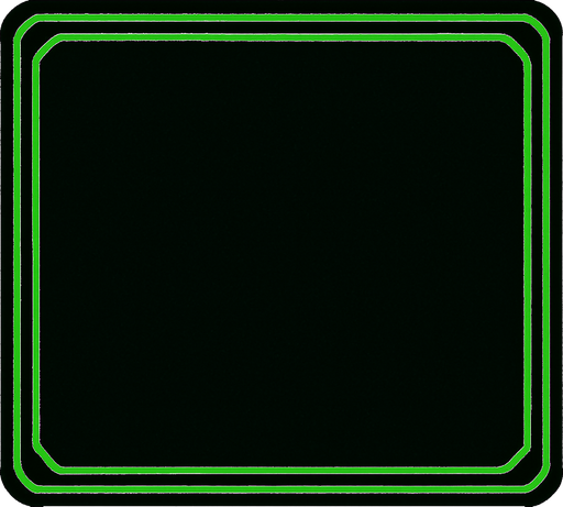 Recuadro de color negro con borde verde claro, que sea semi transparente en un 70% y que sea algo retro, apra menu de videojuego.
In-Game asset.  2d.  High contrast.  No shadows