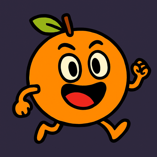 Naranja animada.
In-Game asset.  2d.  High contrast.  No shadows