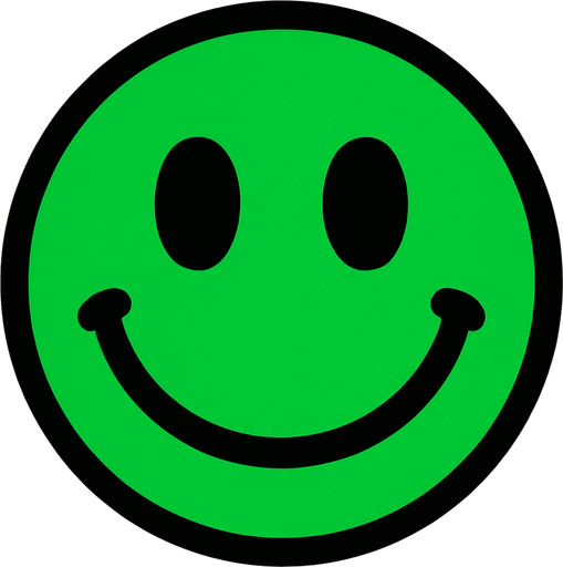 Green smiley face.
In-Game asset.  2d.  High contrast.  No shadows