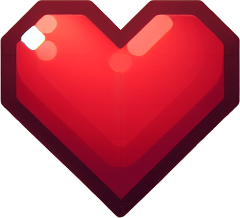 Simple red heart.
Single Game Texture.  In-Game asset.  2d.  Blank background.  High contrast.  No shadows