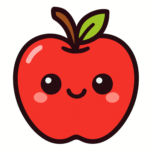 Manzana cute.
In-Game asset.  2d.  High contrast.  No shadows