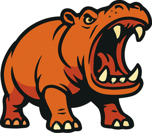 Aggressive hippo.
In-Game asset.  2d.  High contrast.  No shadows