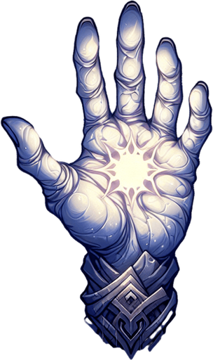 A mystical spirit hand. Warcraft 3 art..
Single Game Texture. In-Game asset. 2d. Blank background. High contrast. No shadows.