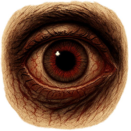 creepy realistic eye.
In-Game asset.  2d.  High contrast.  No shadows