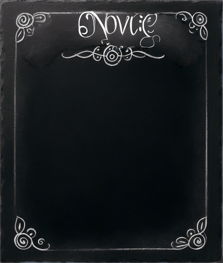 Text "NOVICE BREW" handwritten in white chalk