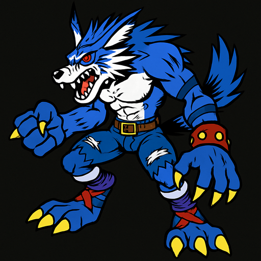 Weregarurumon.
In-Game asset.  2d.  High contrast.  No shadows