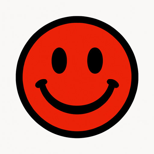 Red smiley face.
In-Game asset.  2d.  High contrast.  No shadows