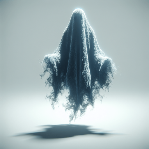 A single Ghost.
Single Game Texture. In-Game asset. 2d. Blank background. High contrast. No shadows.