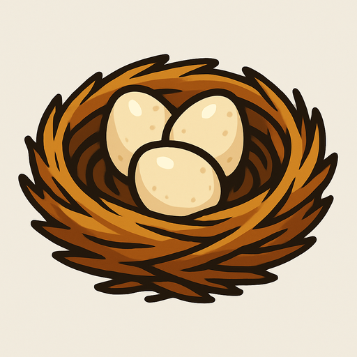 kuş yuvası.
In-Game asset.  2d.  High contrast.  No shadows