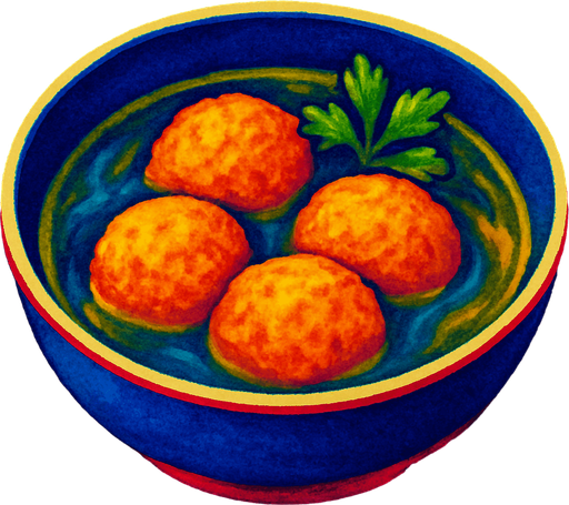 A bowl of fish meatballs in broth.