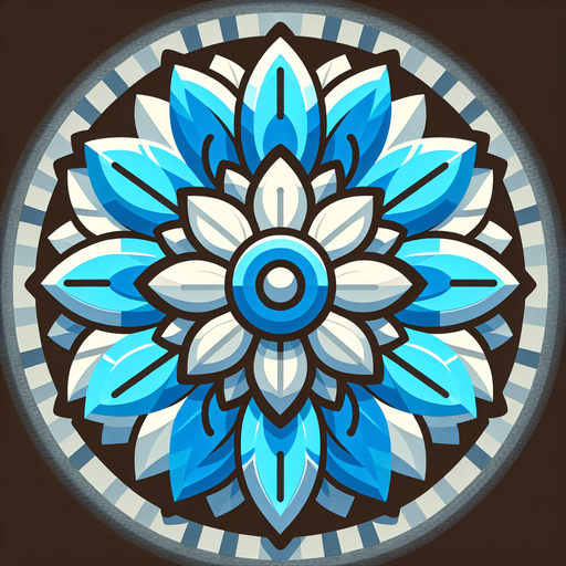 A round cyan and blue flower. Top down view.
Single Game Texture. In-Game asset. 2d. Blank background. High contrast. No shadows.