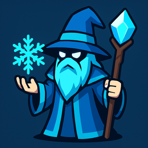 2d in game asset ice wizard.
In-Game asset.  2d.  High contrast.  No shadows