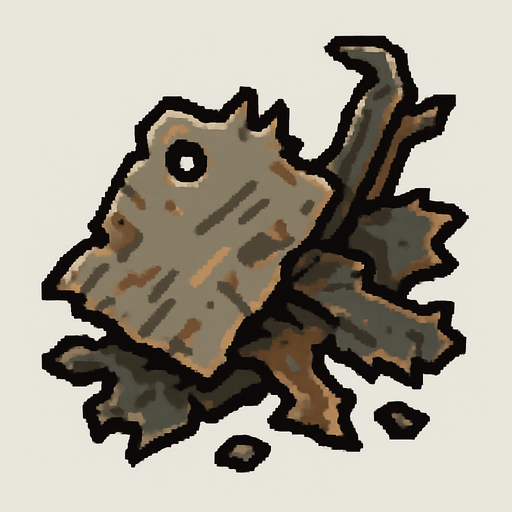 pixel bir hurda parçası.
In-Game asset.  2d.  High contrast.  No shadows