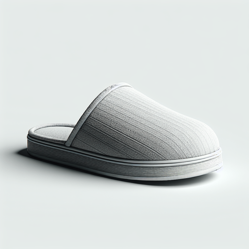 one house slipper side view.
Single Game Texture.  In-Game asset.  2d.  Blank background.  High contrast.  No shadows