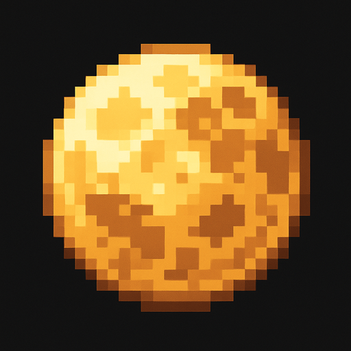 pixelated moon.
In-Game asset.  2d.  High contrast.  No shadows