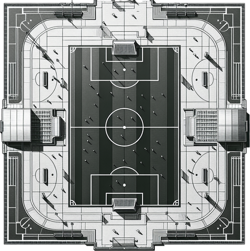 soccer field from the top.
Single Game Texture. In-Game asset. 2d. Blank background. High contrast. No shadows.