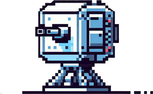 square shaped snowball shooting turret. pixelated. 8 bit. Single Game Texture. In-Game asset. 2d. Blank background. High contrast. No shadows.