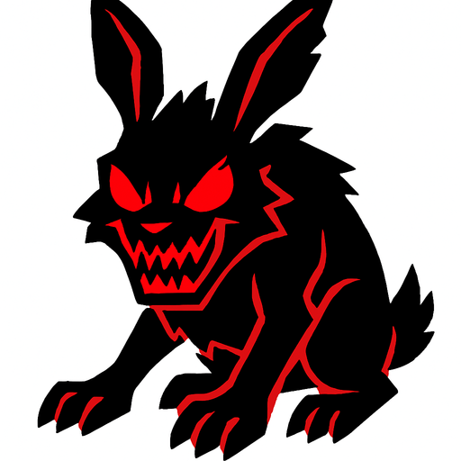 demon rabbit with red eyes.
In-Game asset.  2d.  High contrast.  No shadows