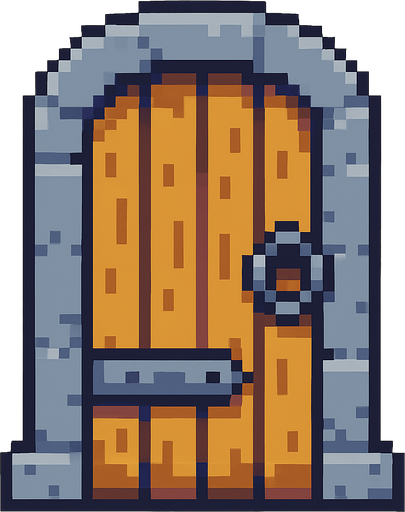 Pixel Art Door.
In-Game asset.  2d.  High contrast.  No shadows