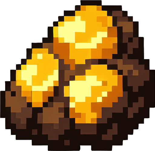 Gold ore poxart.
In-Game asset.  2d.  High contrast.  No shadows