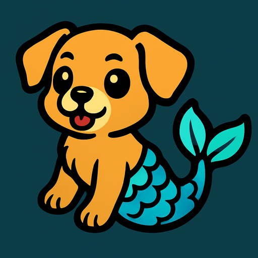 Chiot sirène.
In-Game asset.  2d.  High contrast.  No shadows