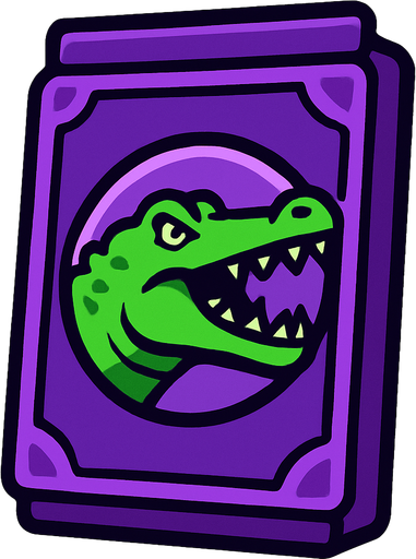 Purple card packet with a Crocodile in the center.
In-Game asset.  2d.  High contrast.  No shadows