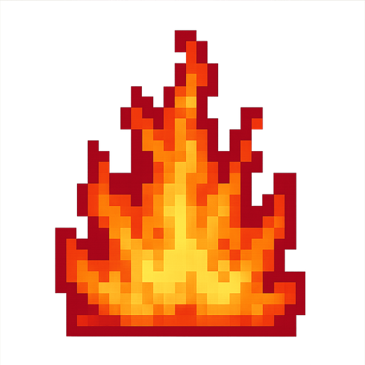 fire texture pixel style retro square.
In-Game asset.  2d.  High contrast.  No shadows