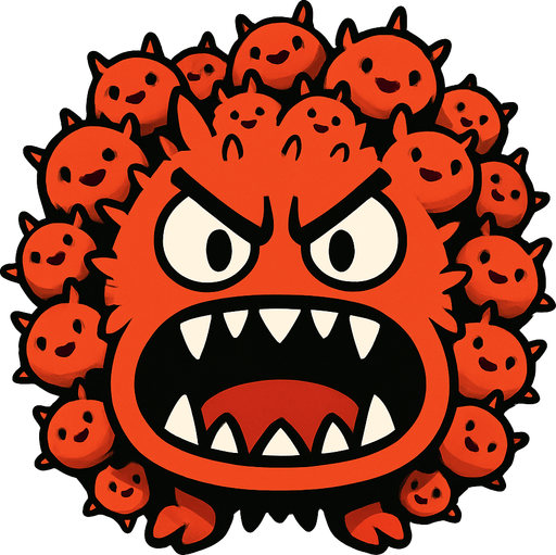 Cute swarm monster with fury eyes and large mouth.
In-Game asset.  2d.  High contrast.  No shadows