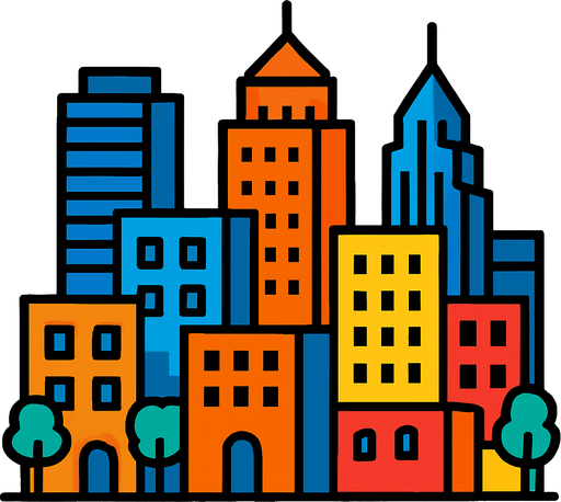 City.
In-Game asset.  2d.  High contrast.  No shadows