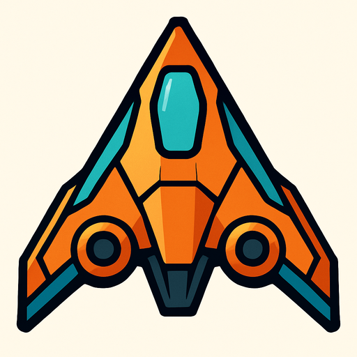A triangular spaceship.
In-Game asset.  2d.  High contrast.  No shadows