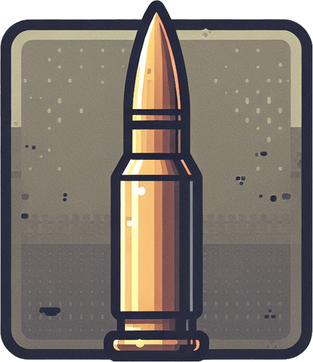 Bullet.
Single Game Texture.  In-Game asset.  2d.  Blank background.  High contrast.  No shadows