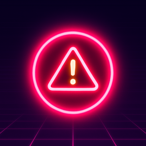 - Shape: a glowing neon **circle or hexagon**
- Color: bright **red or magenta**
- Inner symbol: a small white or yellow **skull**, **explosion**, or **⚠️ warning icon** in the center
- Glow: apply a soft outer glow that pulses slightly
- Visual style: match the **synthwave aesthetic** (think neon, arcade, retro-futuristic)
- Size: same as the existing note blocks
- Animation: gently pulsate or shimmer while falling.
In-Game asset.  2d.  High contrast.  No shadows