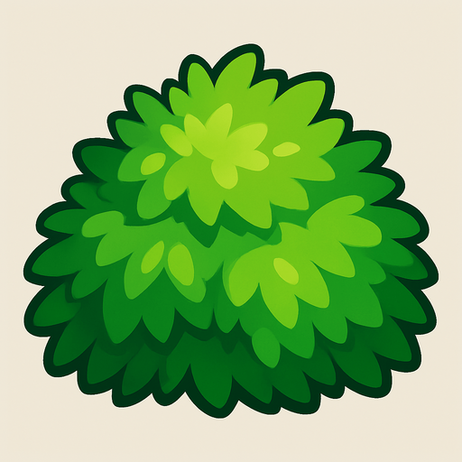 Green bush.
In-Game asset.  2d.  High contrast.  No shadows
