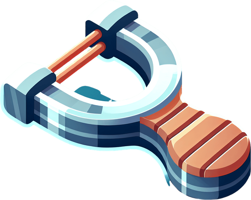 cartoon looking slingshot.
Single Game Texture. In-Game asset. 2d. Blank background. High contrast. No shadows.