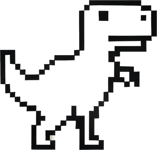 white and black dinosaur.
In-Game asset.  No shadows. pixel
