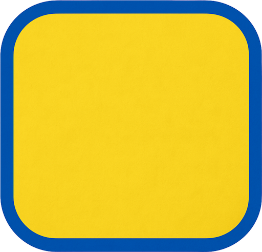 A rounded rectangle frame with both the inside and the border colored — no text inside. Colors can be yellow, blue, or white..
In-Game asset.  2d.  High contrast.  No shadows