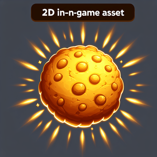 Golden cookie.
Single Game Texture.  In-Game asset.  2d.  Blank background.  High contrast.  No shadows