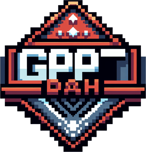pixel art of a title screen logo with "GPT DASH" written on it, no shadows.
Single Game Texture. In-Game asset. 2d. Blank background. High contrast. No shadows.