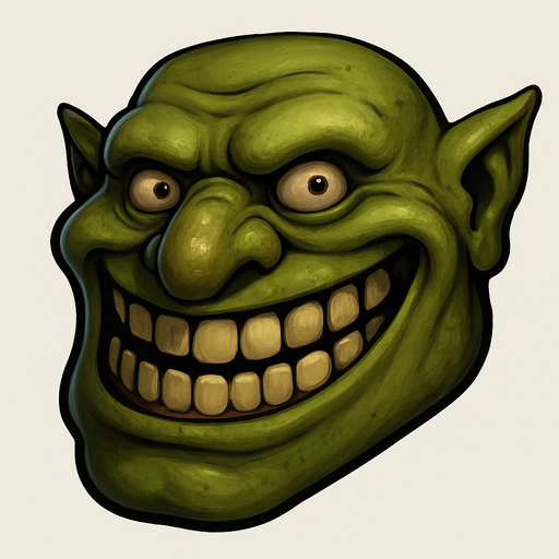 3D Scary trollface meme.
In-Game asset.  3D.  High contrast.  No shadows