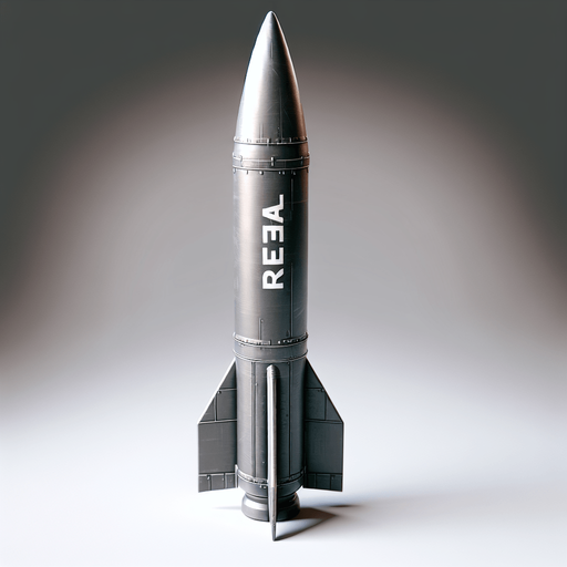 A small real  missile 2d view
View of whole body vertically.
Single Game Texture. In-Game asset. 2d. Blank background. High contrast. No shadows.